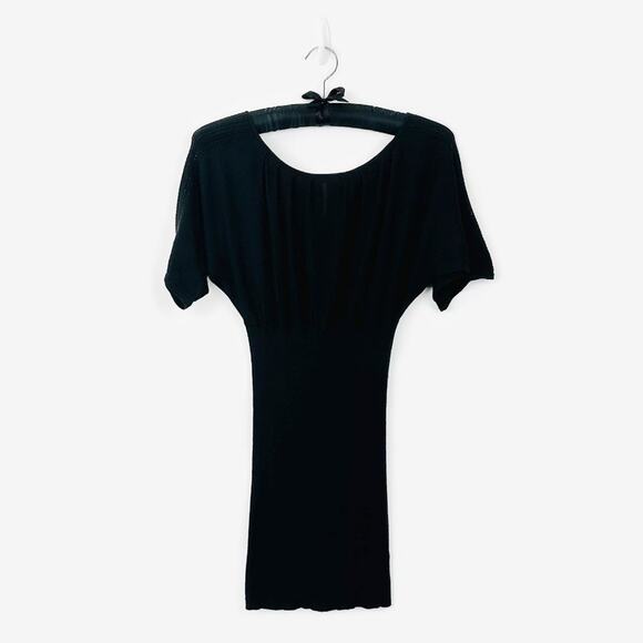 Free People Sweater Dress Small Black Cotton Blend Soft Neutral Minimalist - Picture 3 of 4